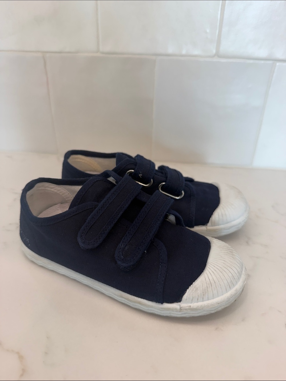 Jacadi Navy Canvas Velcro Strap Sneakers